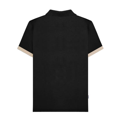 Black - Back - Lambretta Mens Vintage Panelled Polo Shirt