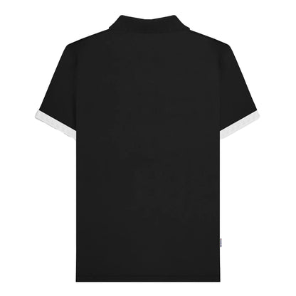 Black-White - Back - Lambretta Mens Vintage Panelled Polo Shirt