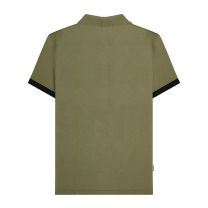 Khaki Green - Back - Lambretta Mens Vintage Panelled Polo Shirt