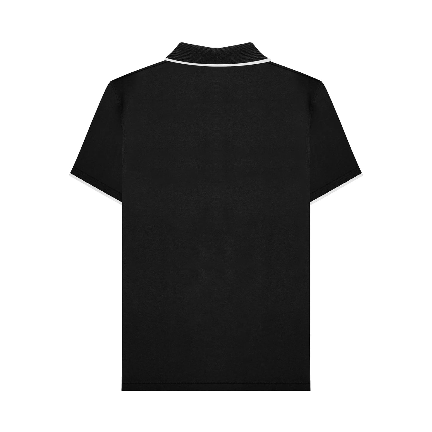 Black - Back - Lambretta Mens Gingham All-Over Print Polo Shirt