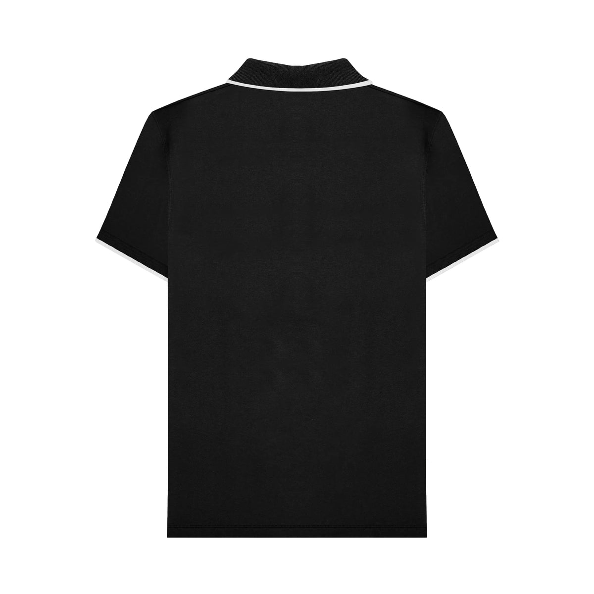 Black - Back - Lambretta Mens Gingham All-Over Print Polo Shirt