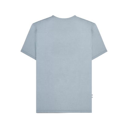 Dusky Blue-Dark Blue - Back - Lambretta Mens AW24 Two Tone Panelled T-Shirt