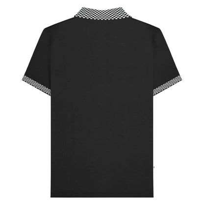 Black - Back - Lambretta Mens SS25 Two Tone Polo Shirt