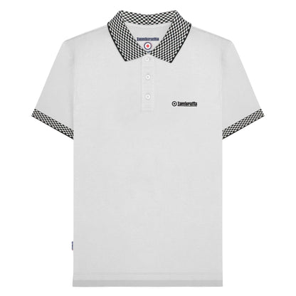 White - Front - Lambretta Mens SS25 Two Tone Polo Shirt
