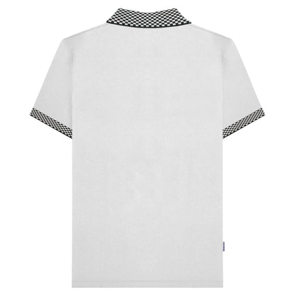 White - Back - Lambretta Mens SS25 Two Tone Polo Shirt