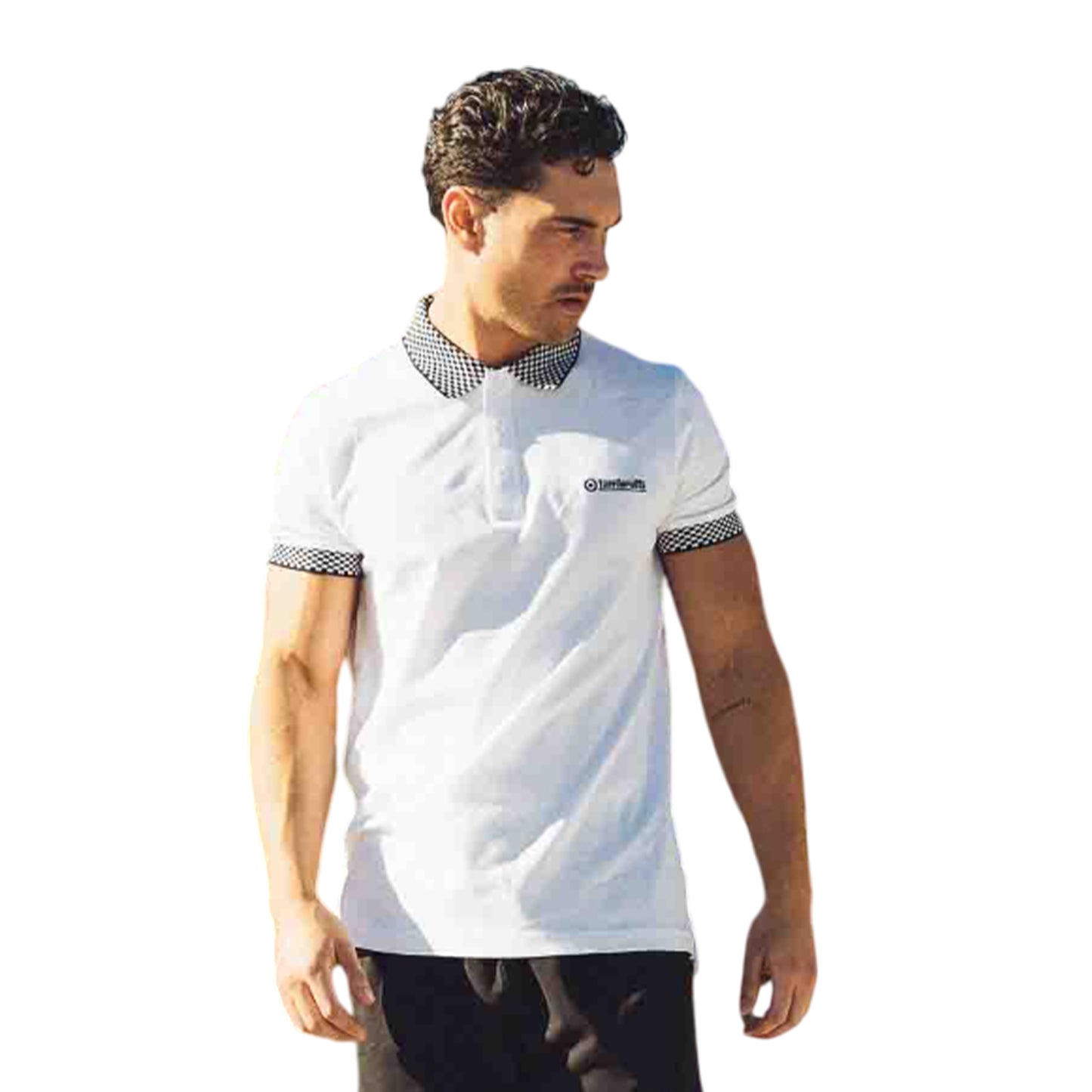 White - Side - Lambretta Mens SS25 Two Tone Polo Shirt
