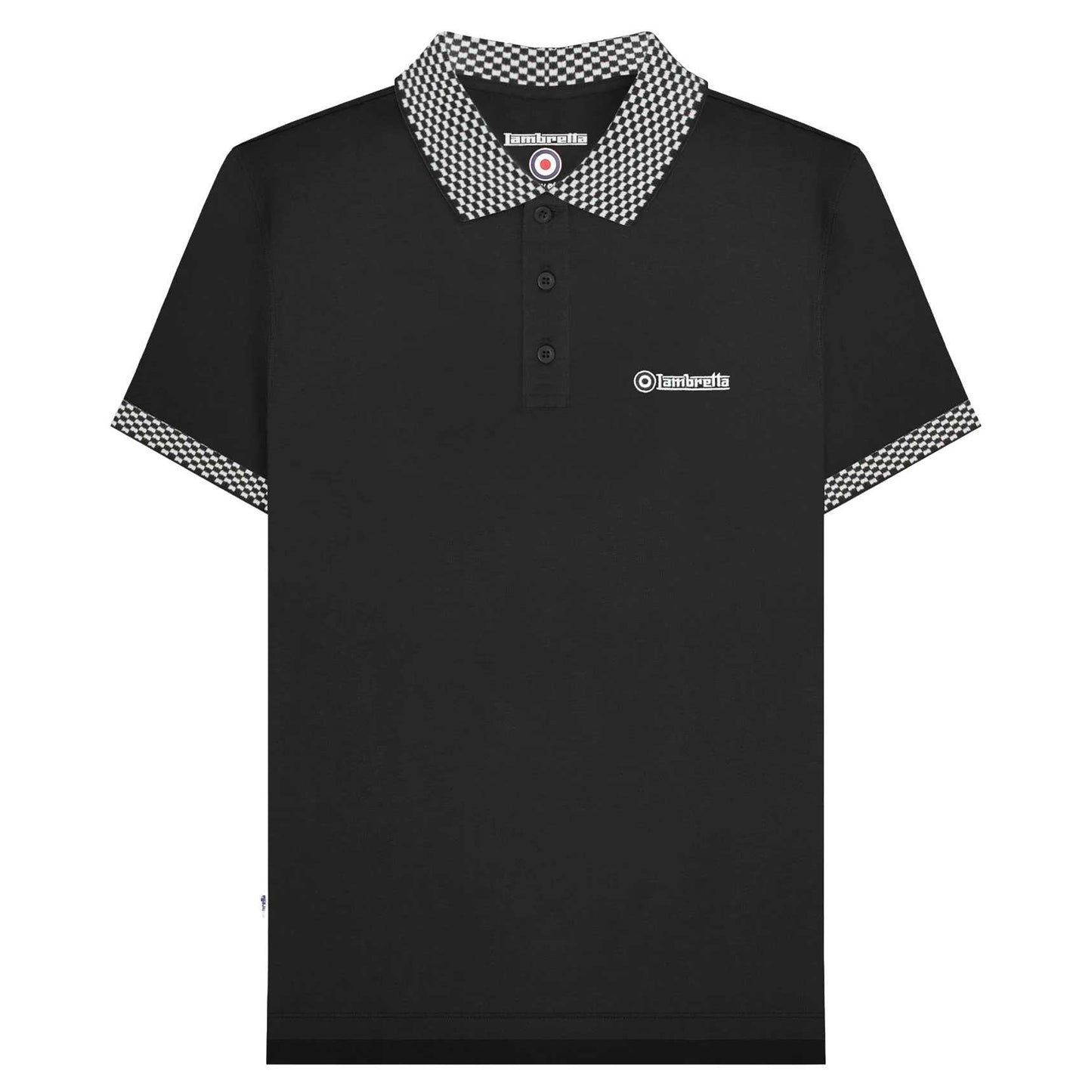 Black - Front - Lambretta Mens SS25 Two Tone Polo Shirt
