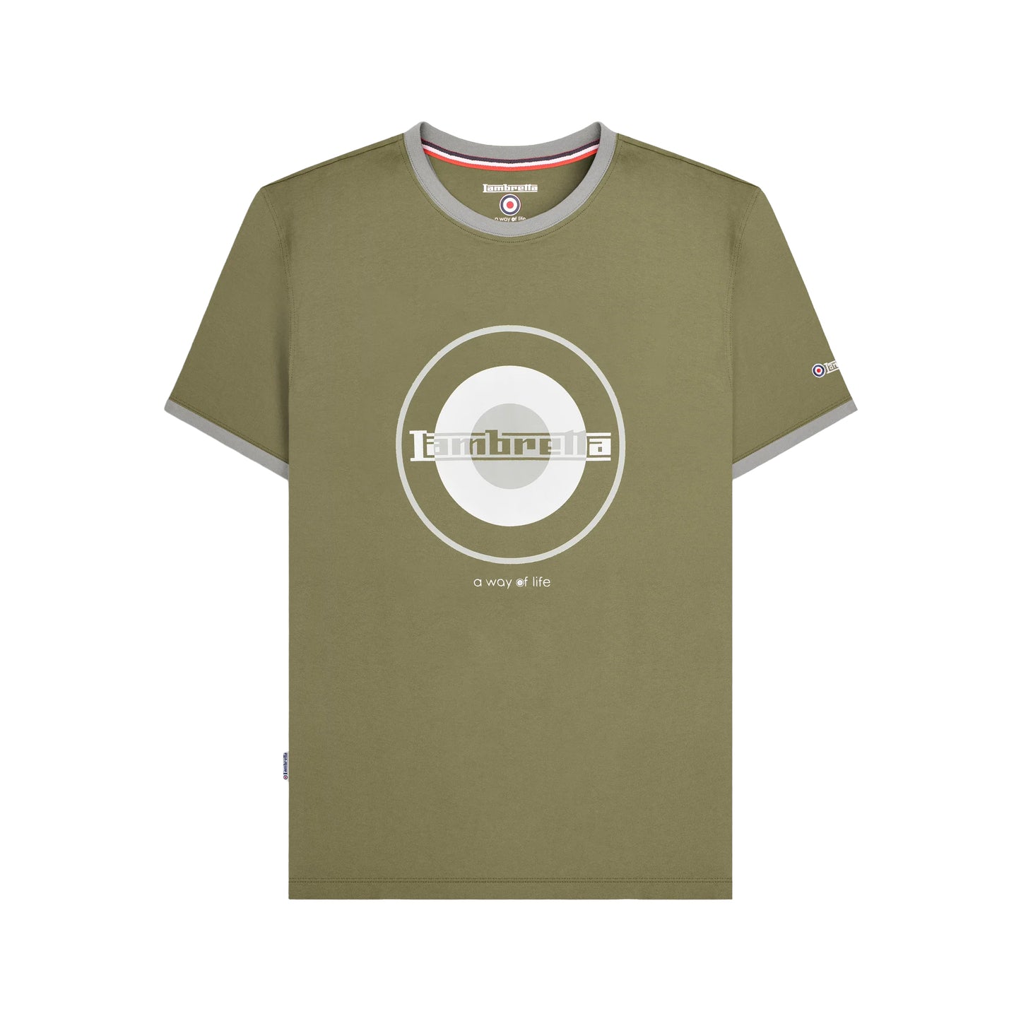 Khaki Green-Grey - Front - Lambretta Mens Target Ringer T-Shirt