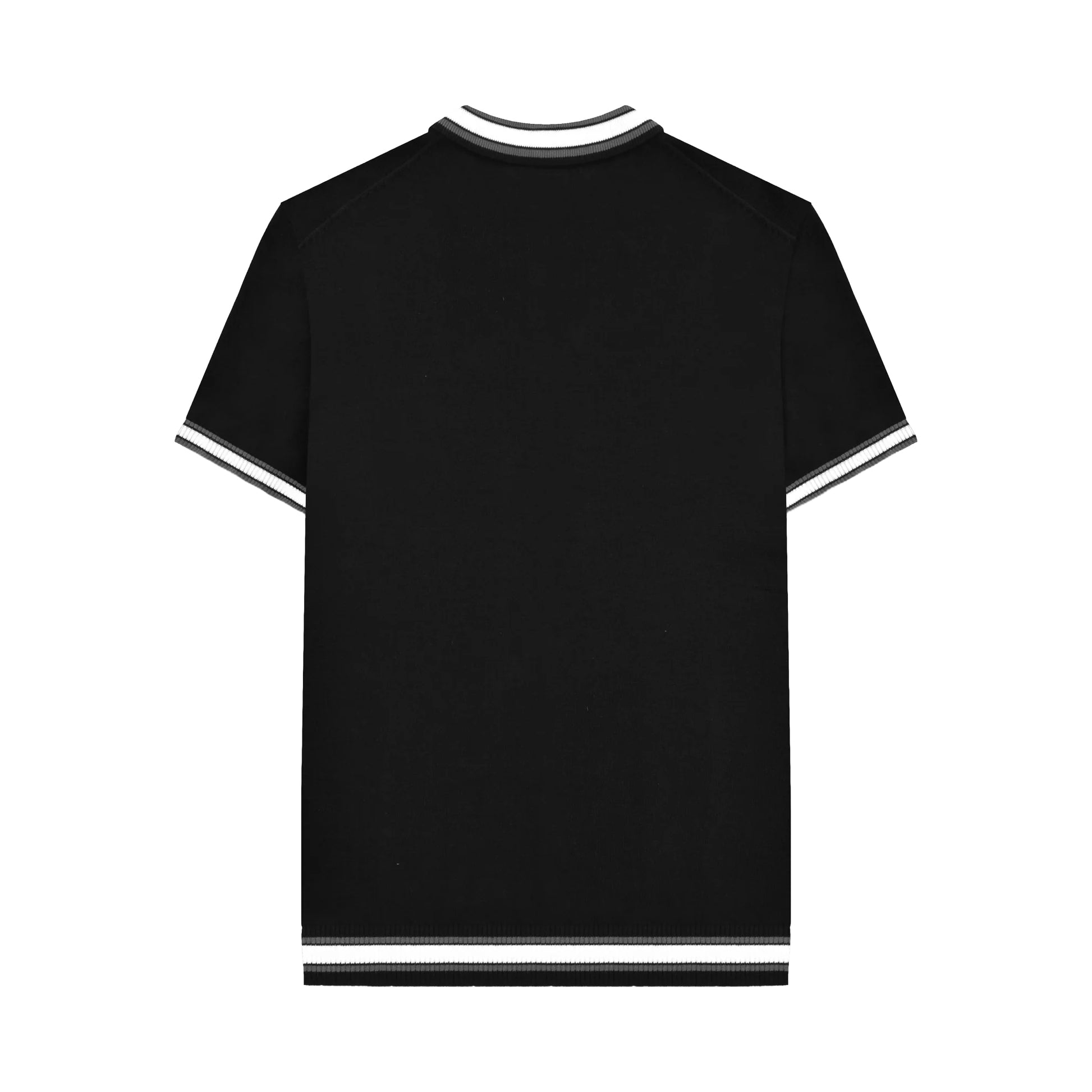 Black - Back - Lambretta Mens Valero Knitted Tipped Short-Sleeved Polo Shirt