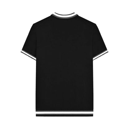 Black - Back - Lambretta Mens Valero Knitted Tipped Short-Sleeved Polo Shirt