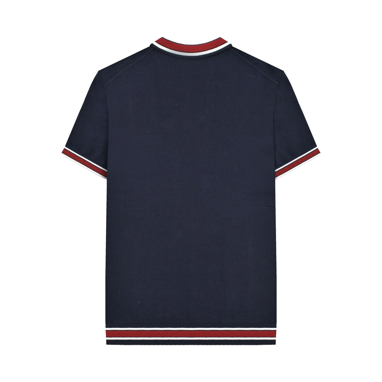Navy - Back - Lambretta Mens Valero Knitted Tipped Short-Sleeved Polo Shirt