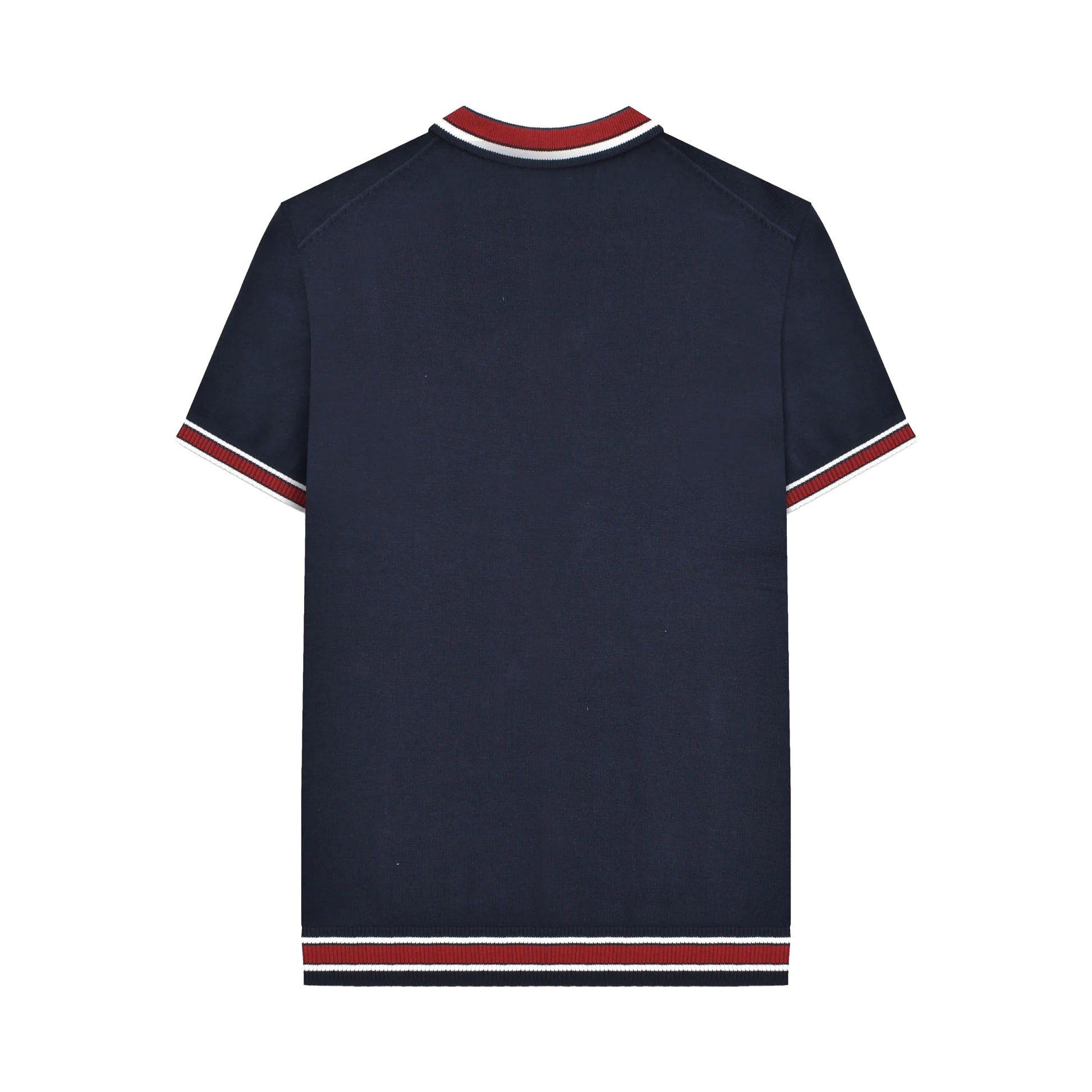 Navy - Back - Lambretta Mens Valero Knitted Tipped Short-Sleeved Polo Shirt