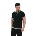 Black - Side - Lambretta Mens Valero Knitted Tipped Short-Sleeved Polo Shirt