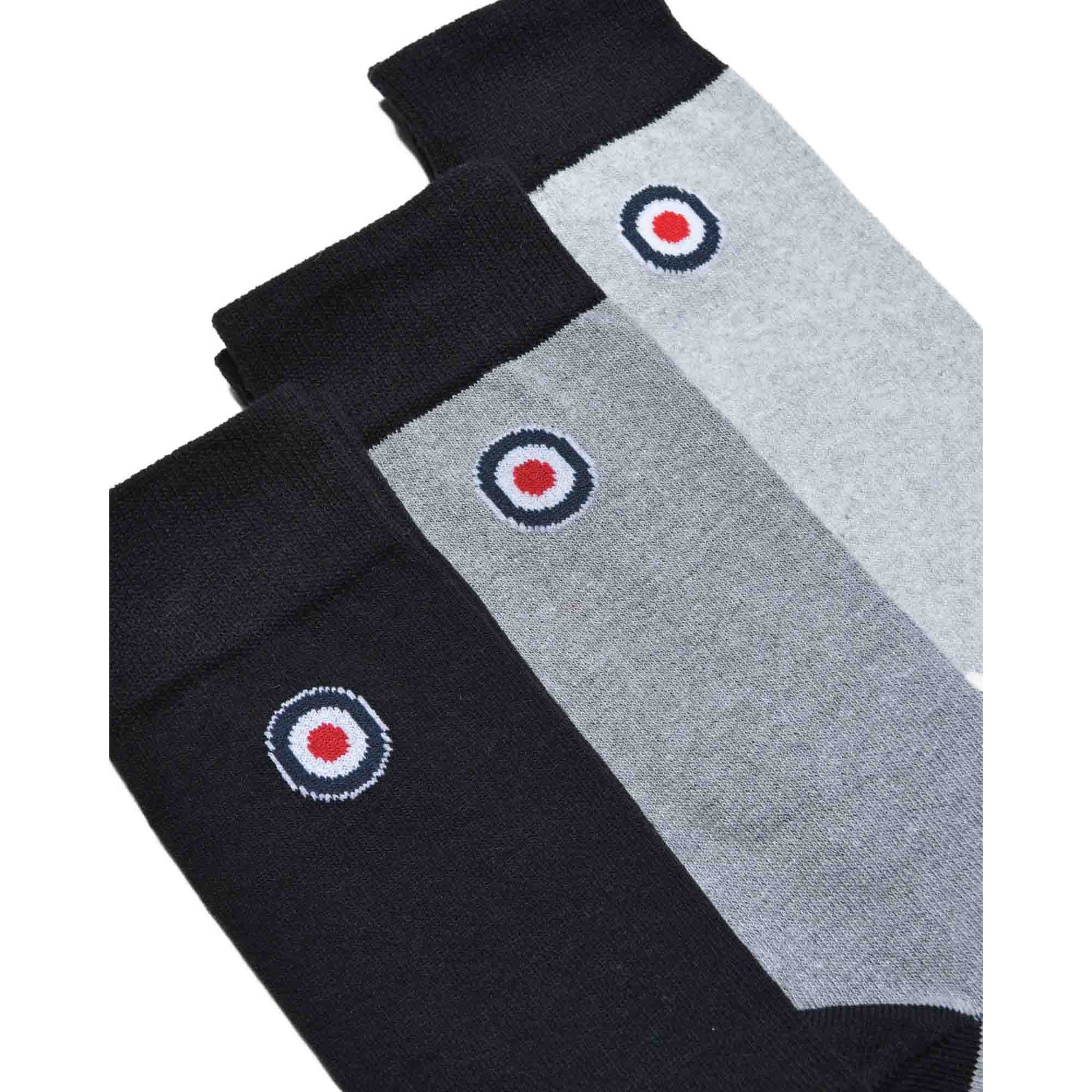 Black-Charcoal-Grey - Side - Lambretta Mens Paisley Socks (Pack of 3)