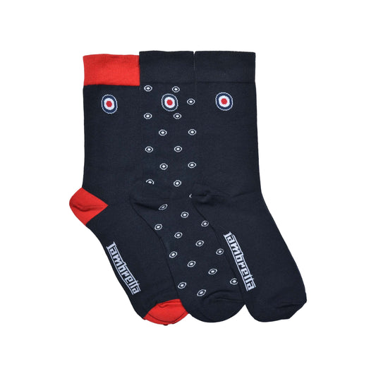 Navy-Red-White - Front - Lambretta Mens Paisley Socks (Pack of 3)