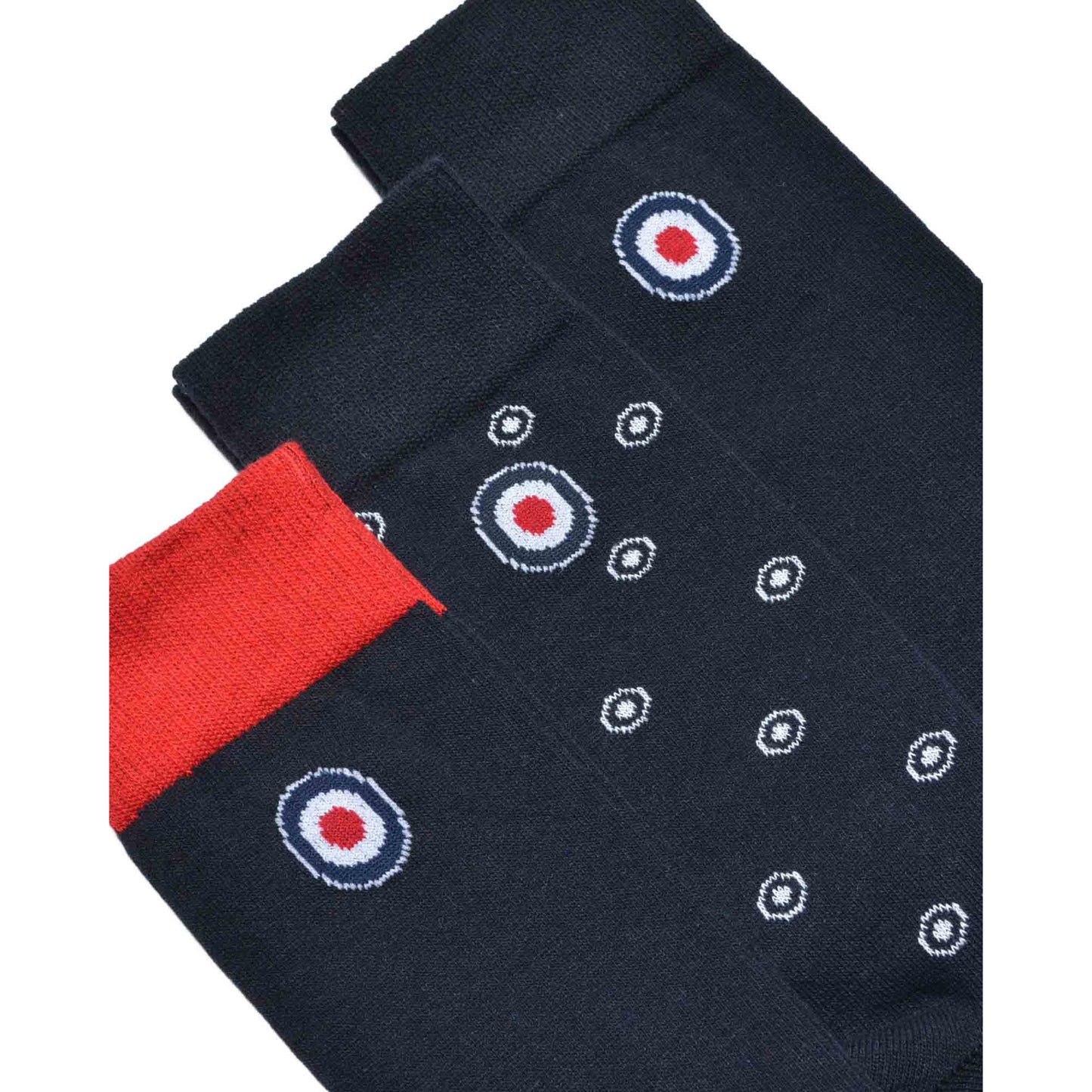 Navy-Red-White - Side - Lambretta Mens Paisley Socks (Pack of 3)