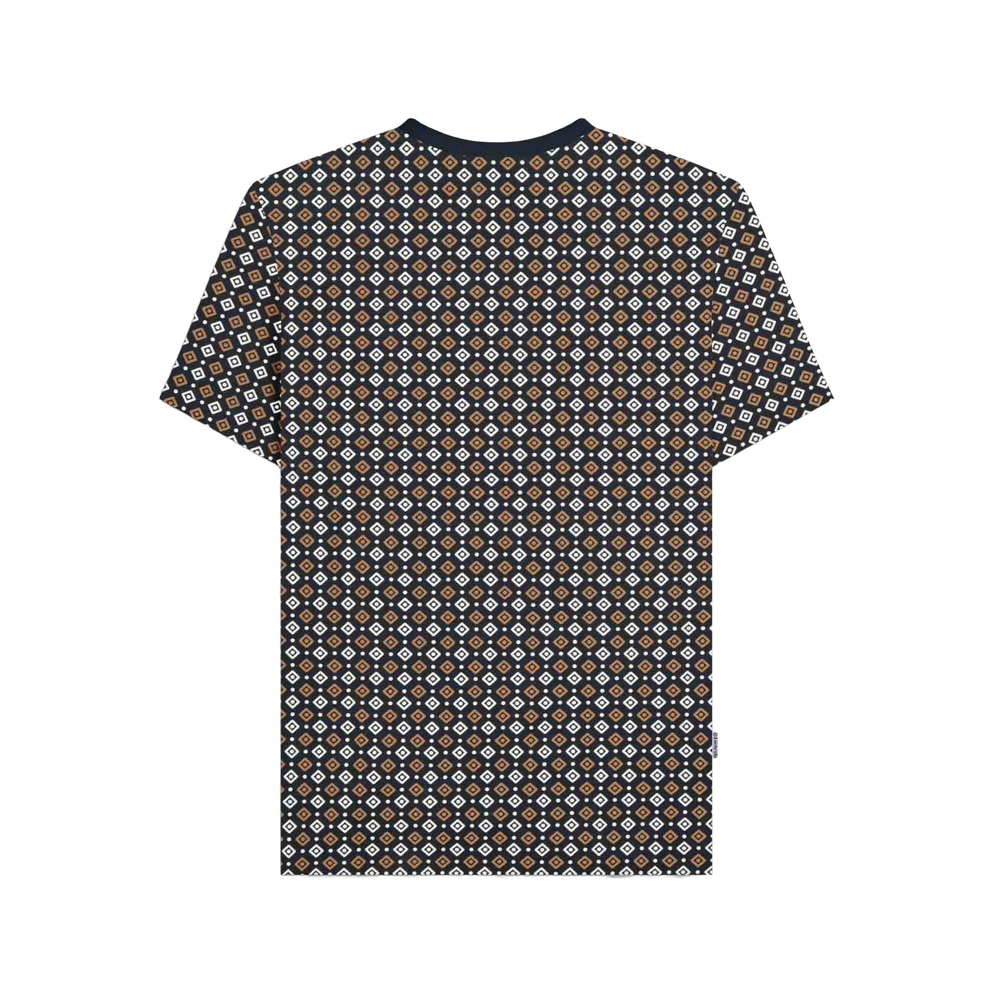 Navy-Tobacco - Back - Lambretta Mens SS25 Geometric T-Shirt