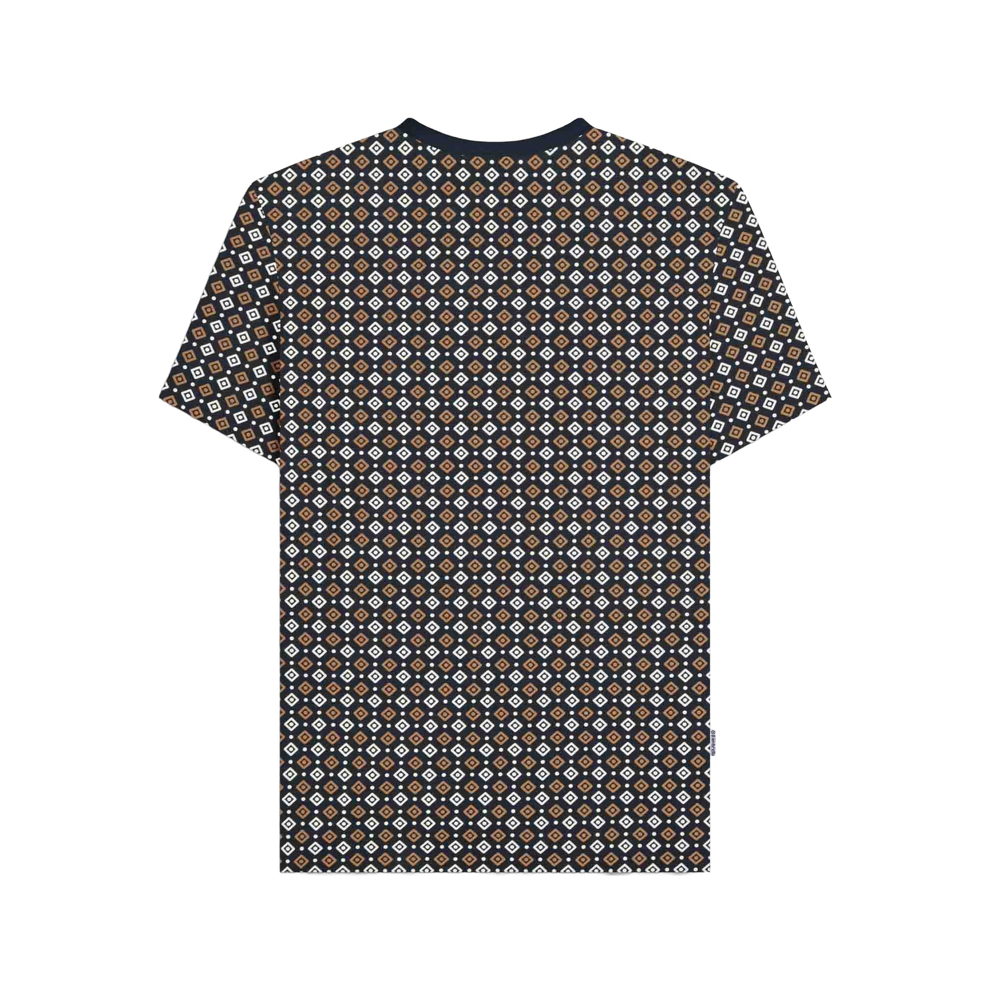 Navy-Tobacco - Back - Lambretta Mens SS25 Geometric T-Shirt