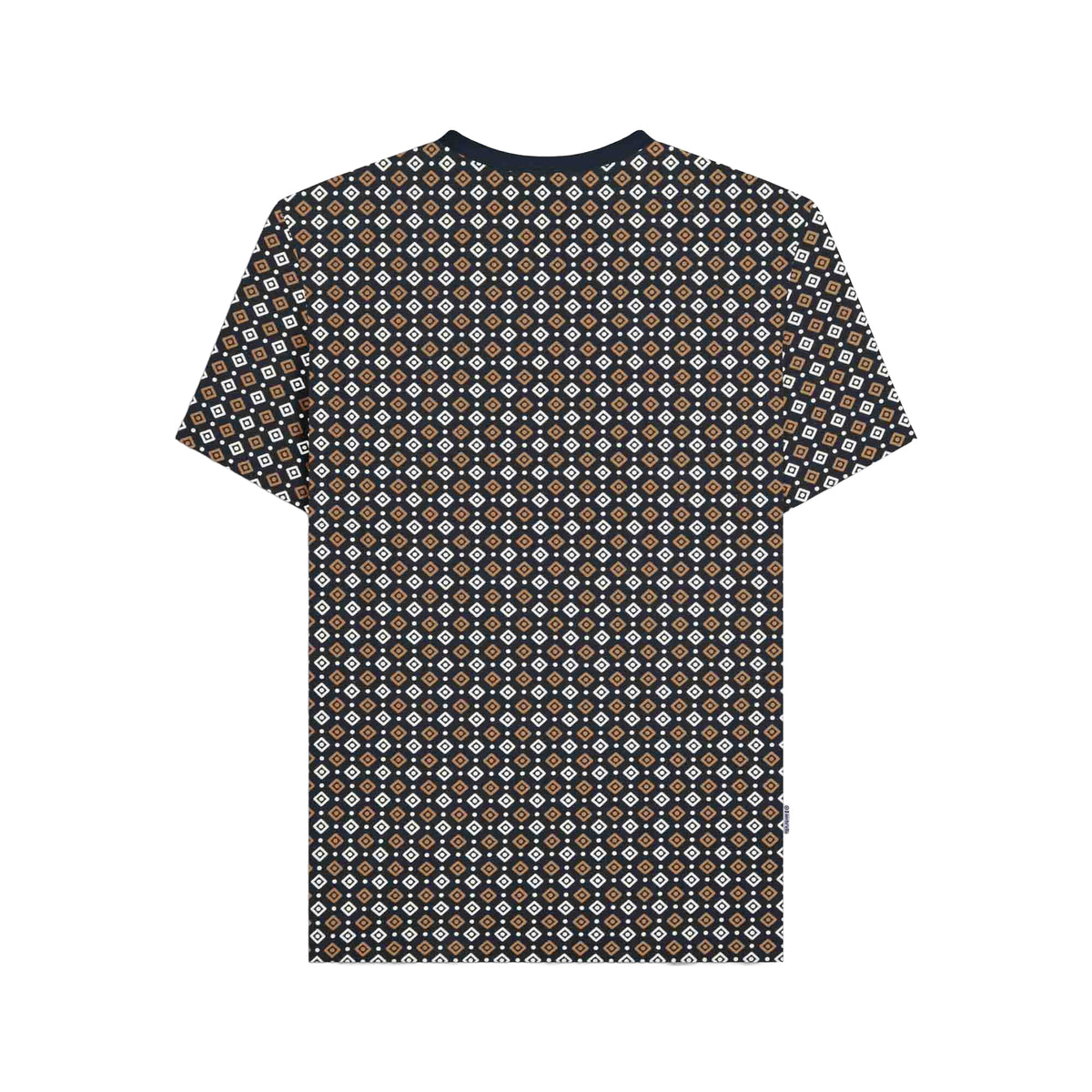 Navy-Tobacco - Back - Lambretta Mens SS25 Geometric T-Shirt