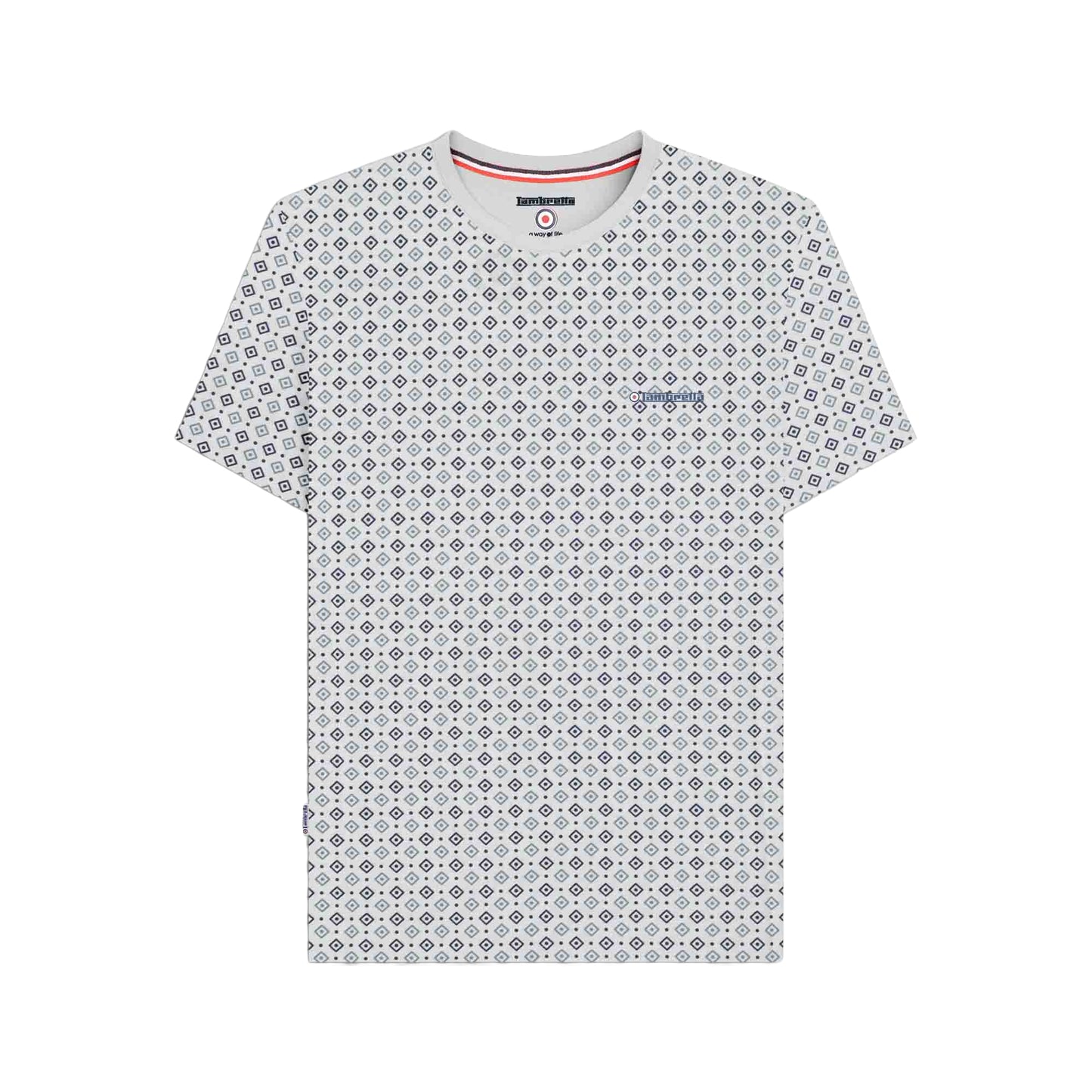 White-Smoke Blue - Front - Lambretta Mens SS25 Geometric T-Shirt
