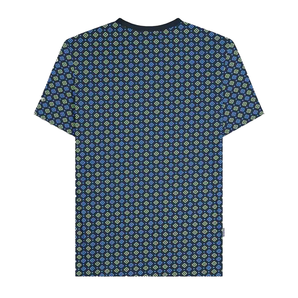 Navy-Basil - Back - Lambretta Mens SS25 Geometric T-Shirt