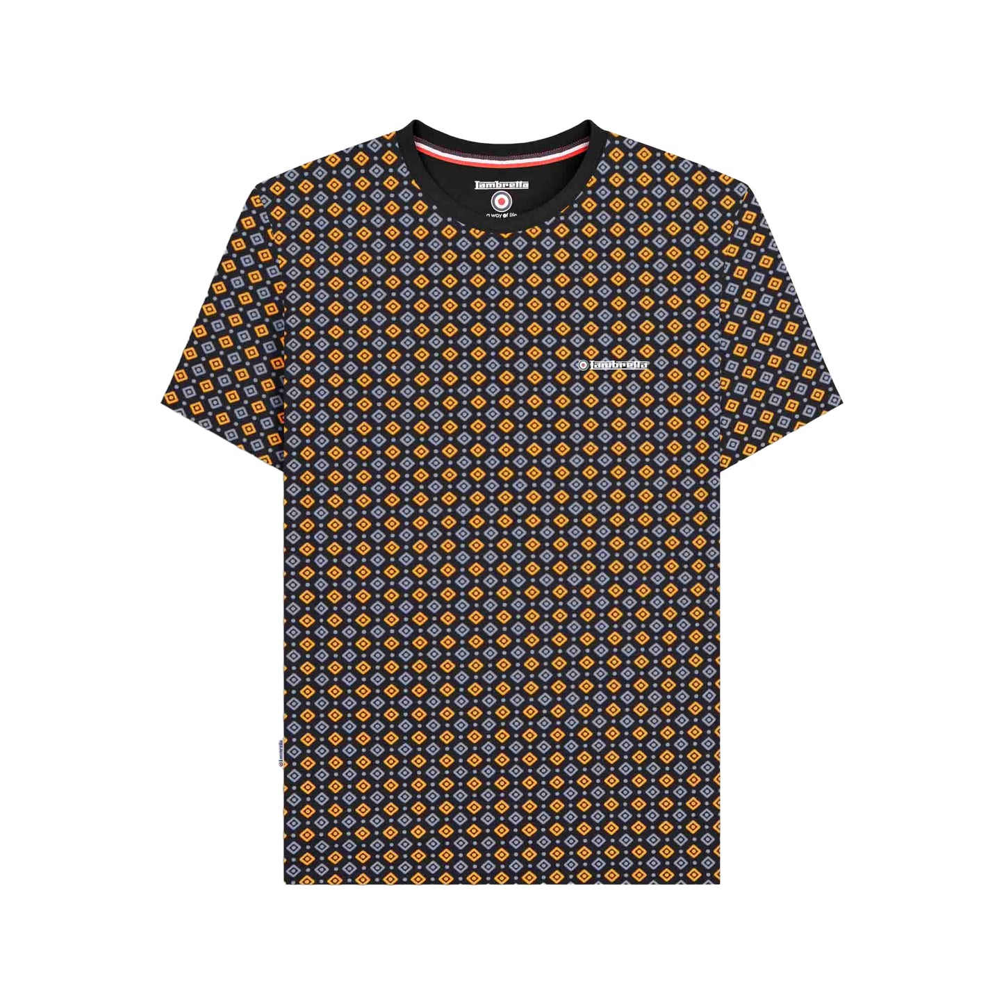 Black-Gold - Front - Lambretta Mens SS25 Geometric T-Shirt