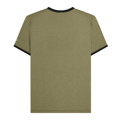 Khaki - Back - Lambretta Mens Target Ringer T-Shirt