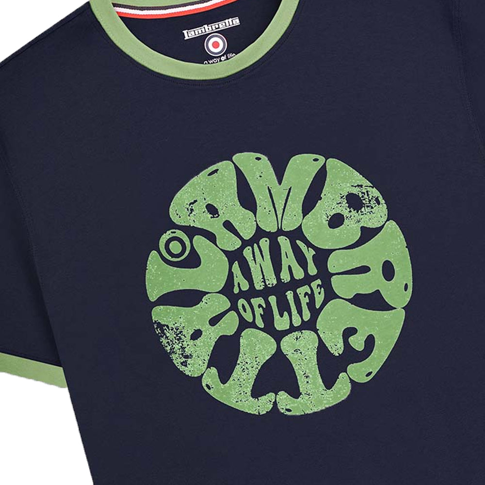 Navy - Back - Lambretta Mens SS24 Ringer Festival T-Shirt