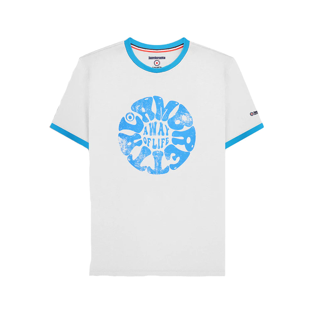 White - Front - Lambretta Mens SS24 Ringer Festival T-Shirt
