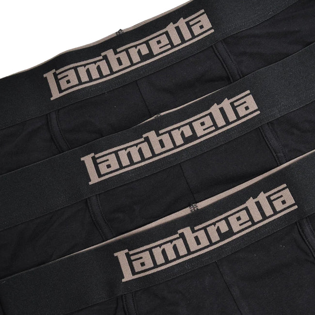 Black - Back - Lambretta Mens Essential Boxer Shorts (Pack of 3)