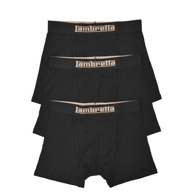 Black - Front - Lambretta Mens Essential Boxer Shorts (Pack of 3)
