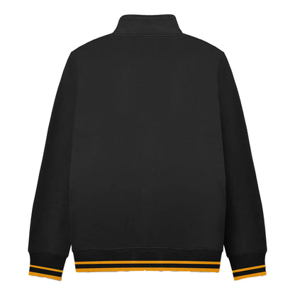 Black-Gold - Back - Lambretta Mens Tipped Quarter Zip Sweatshirt