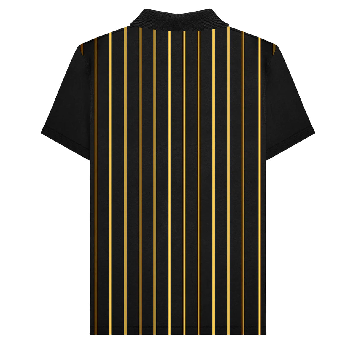 Black-Gold - Back - Lambretta Mens Pinstripe Polo Shirt