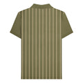 Khaki Green-Cream - Back - Lambretta Mens Pinstripe Polo Shirt