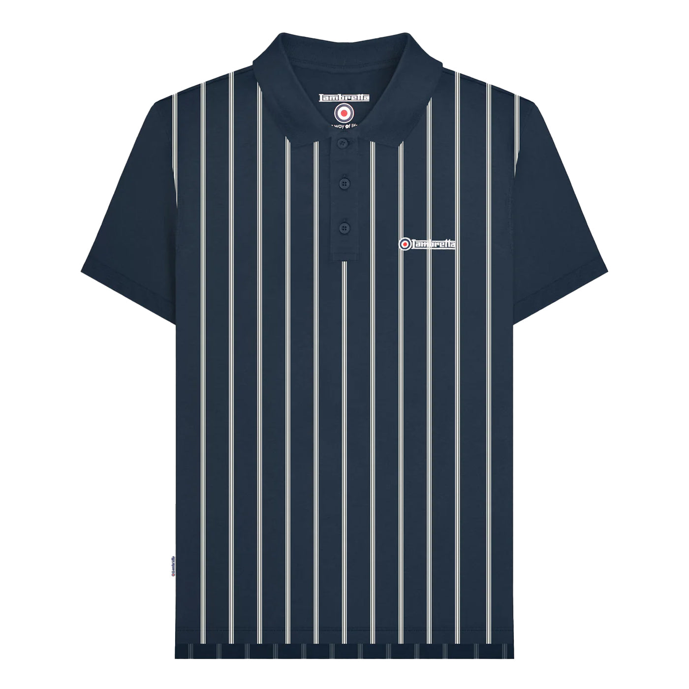 Navy-White - Front - Lambretta Mens Pinstripe Polo Shirt