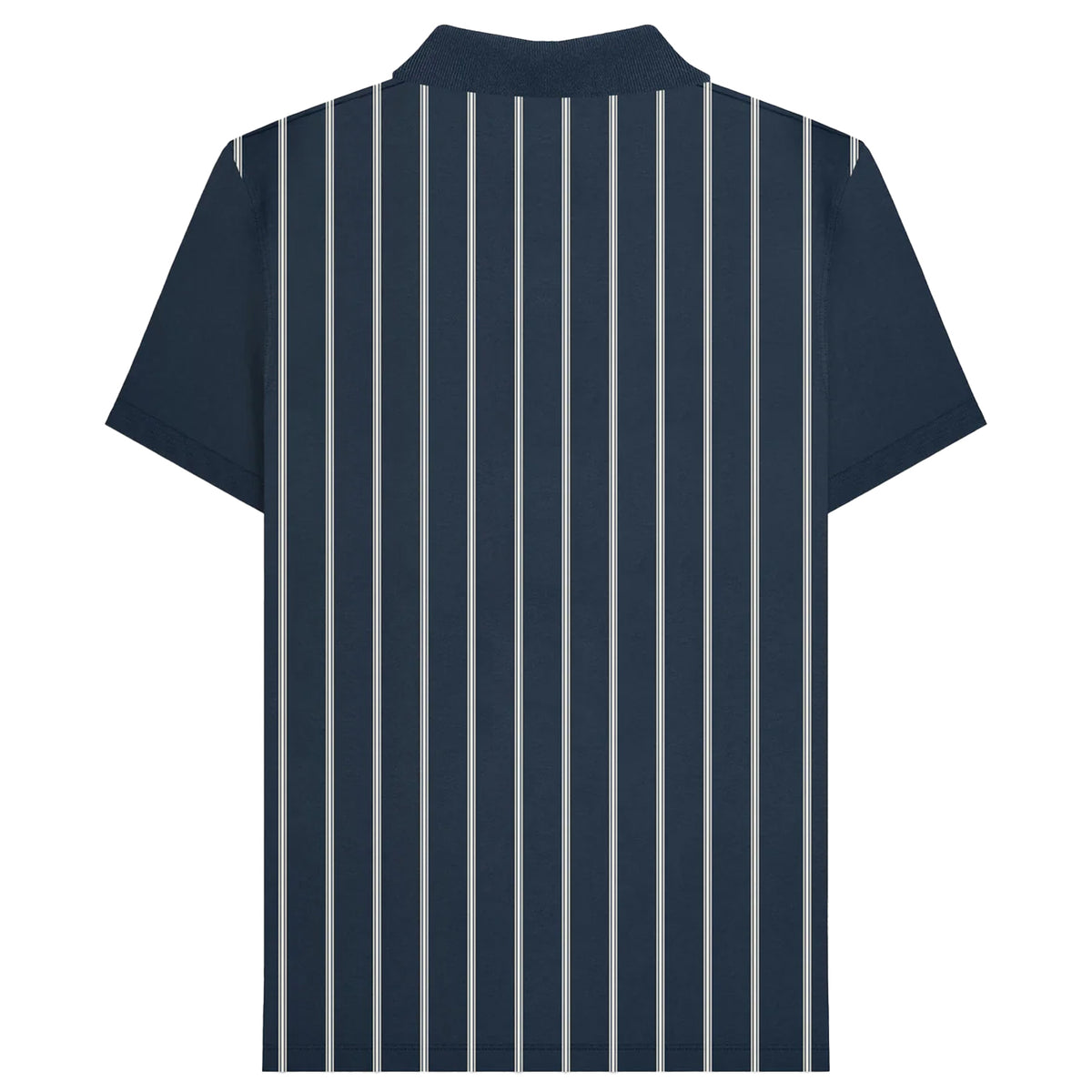 Navy-White - Back - Lambretta Mens Pinstripe Polo Shirt