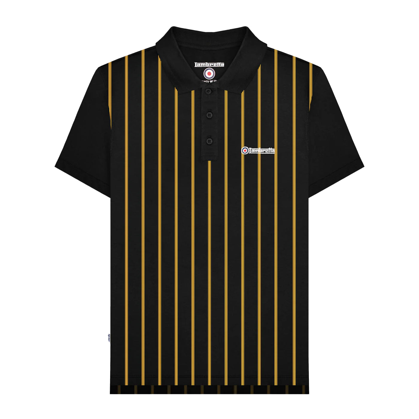 Black-Gold - Front - Lambretta Mens Pinstripe Polo Shirt