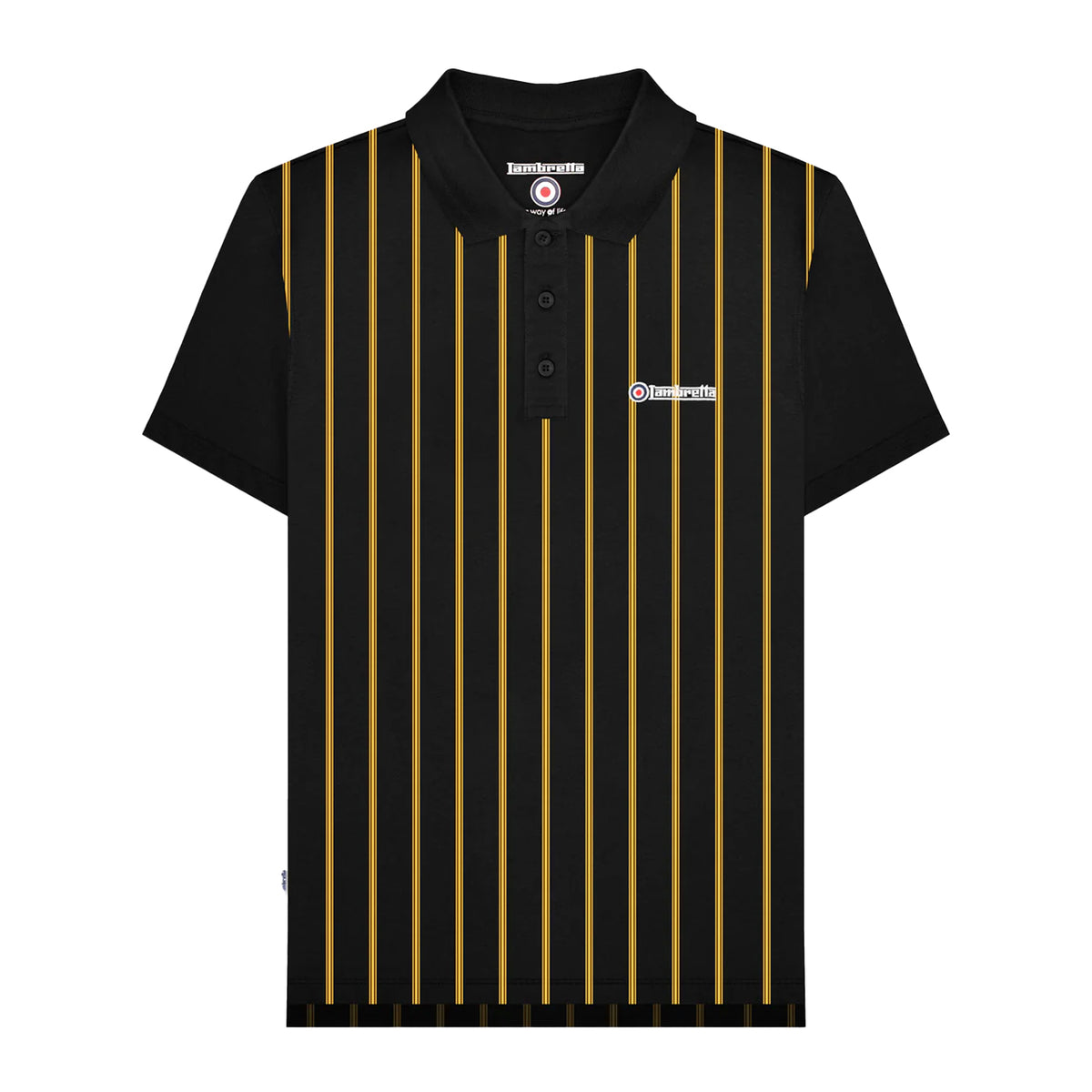Black-Gold - Front - Lambretta Mens Pinstripe Polo Shirt