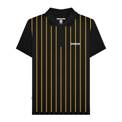 Black-Gold - Front - Lambretta Mens Pinstripe Polo Shirt
