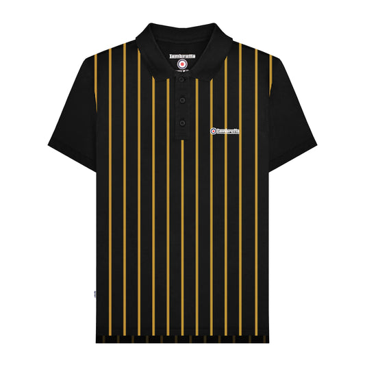 Black-Gold - Front - Lambretta Mens Pinstripe Polo Shirt