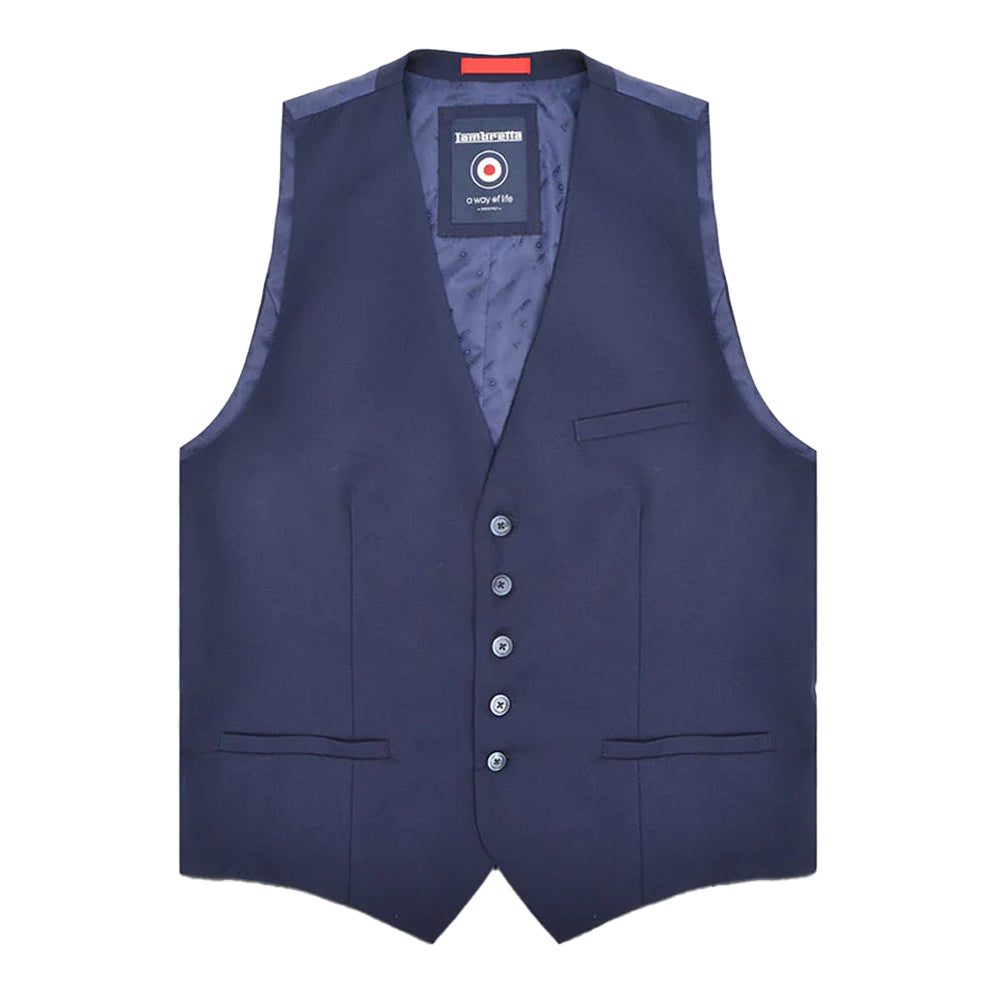 Navy - Front - Lambretta Mens Oscar Waistcoat