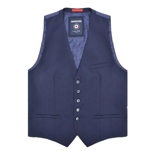 Navy - Front - Lambretta Mens Oscar Waistcoat
