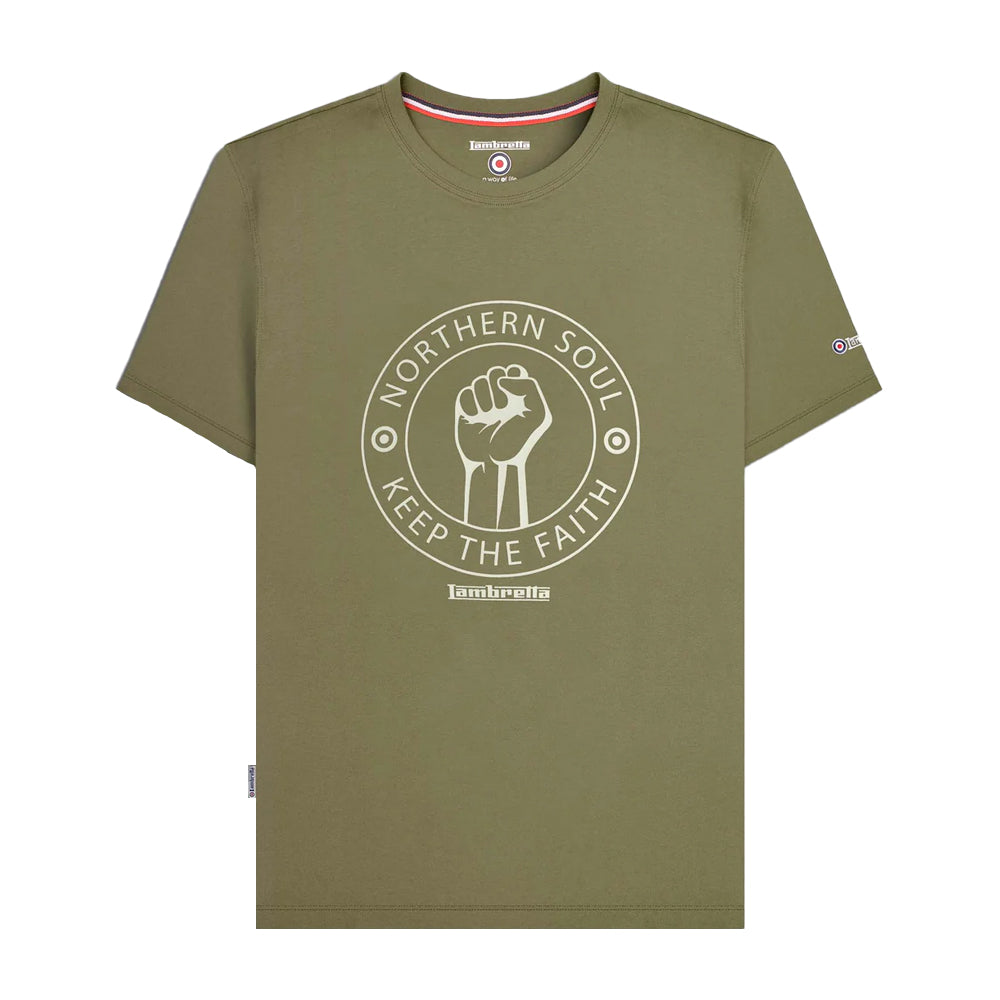 Khaki Green - Front - Lambretta Mens Northern Soul T-Shirt