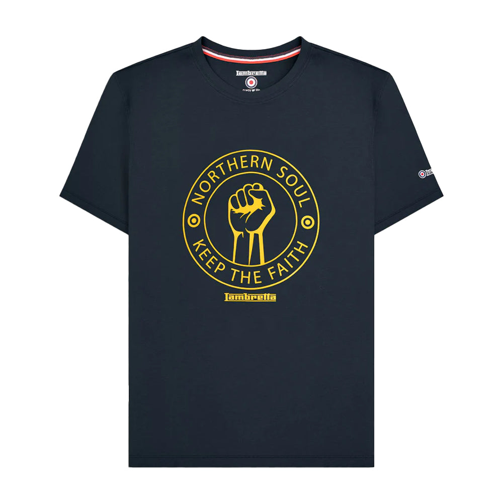 Navy-Gold - Front - Lambretta Mens Northern Soul T-Shirt