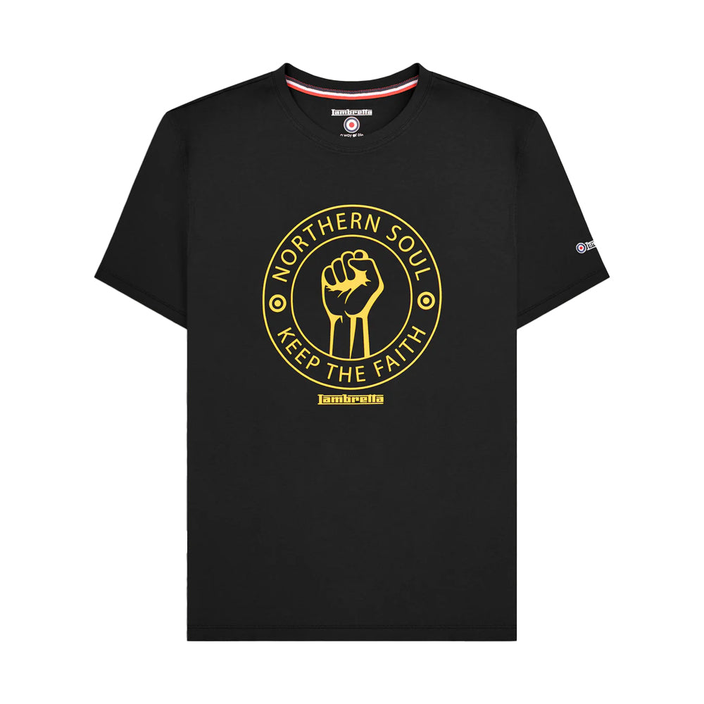 Black-Gold - Front - Lambretta Mens Northern Soul T-Shirt