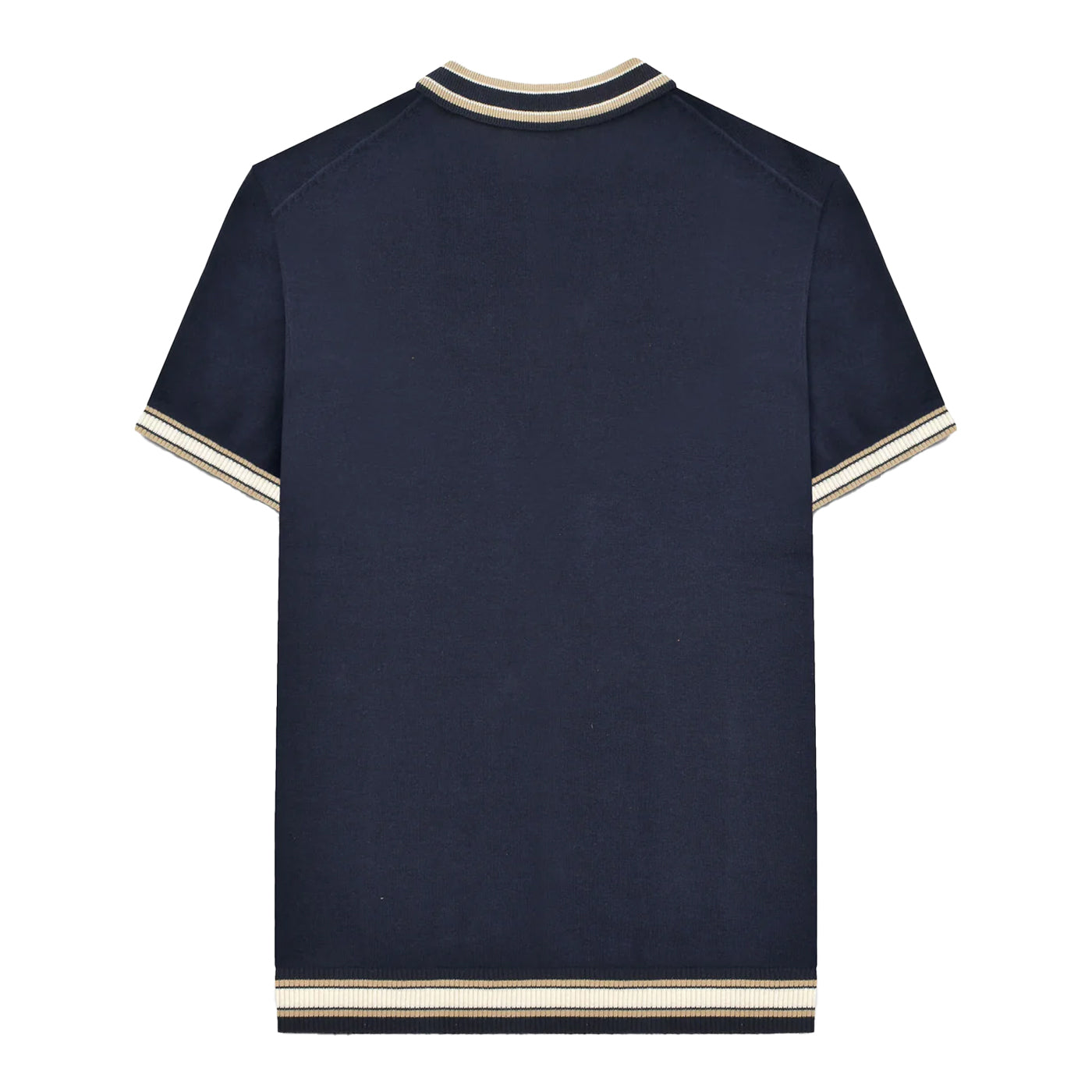 Navy - Back - Lambretta Mens SS25 Tipped Knitted Polo Shirt
