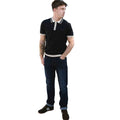 Navy - Side - Lambretta Mens SS25 Tipped Knitted Polo Shirt