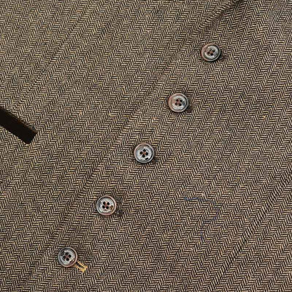 Brown - Side - Lambretta Mens Morgan Herringbone Waistcoat