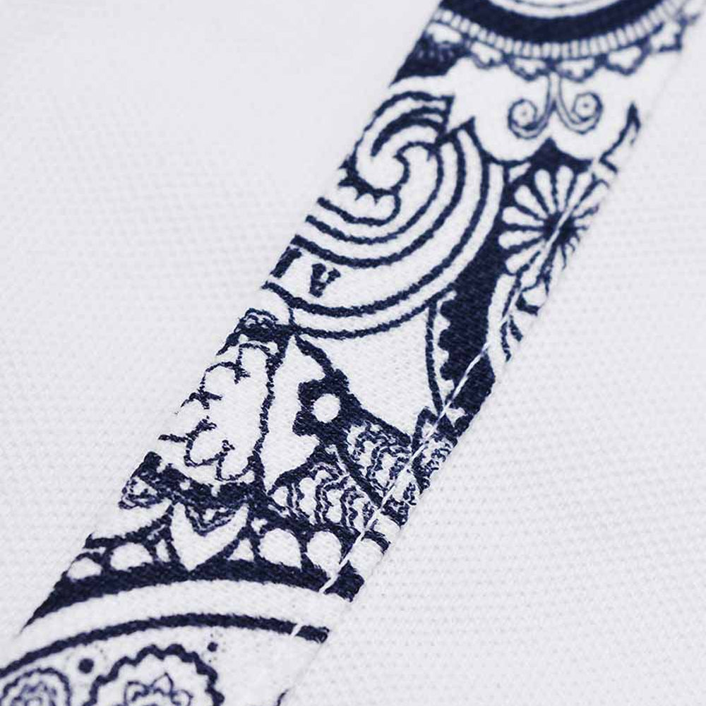 White - Back - Lambretta Mens SS24 Paisley Taped Polo Shirt