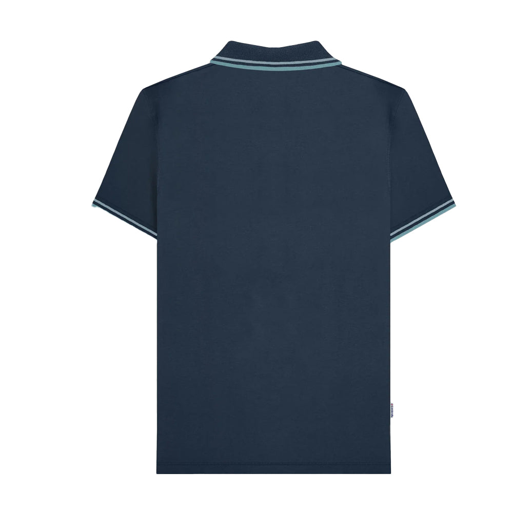 Navy - Back - Lambretta Mens SS24 Houndstooth Polo Shirt